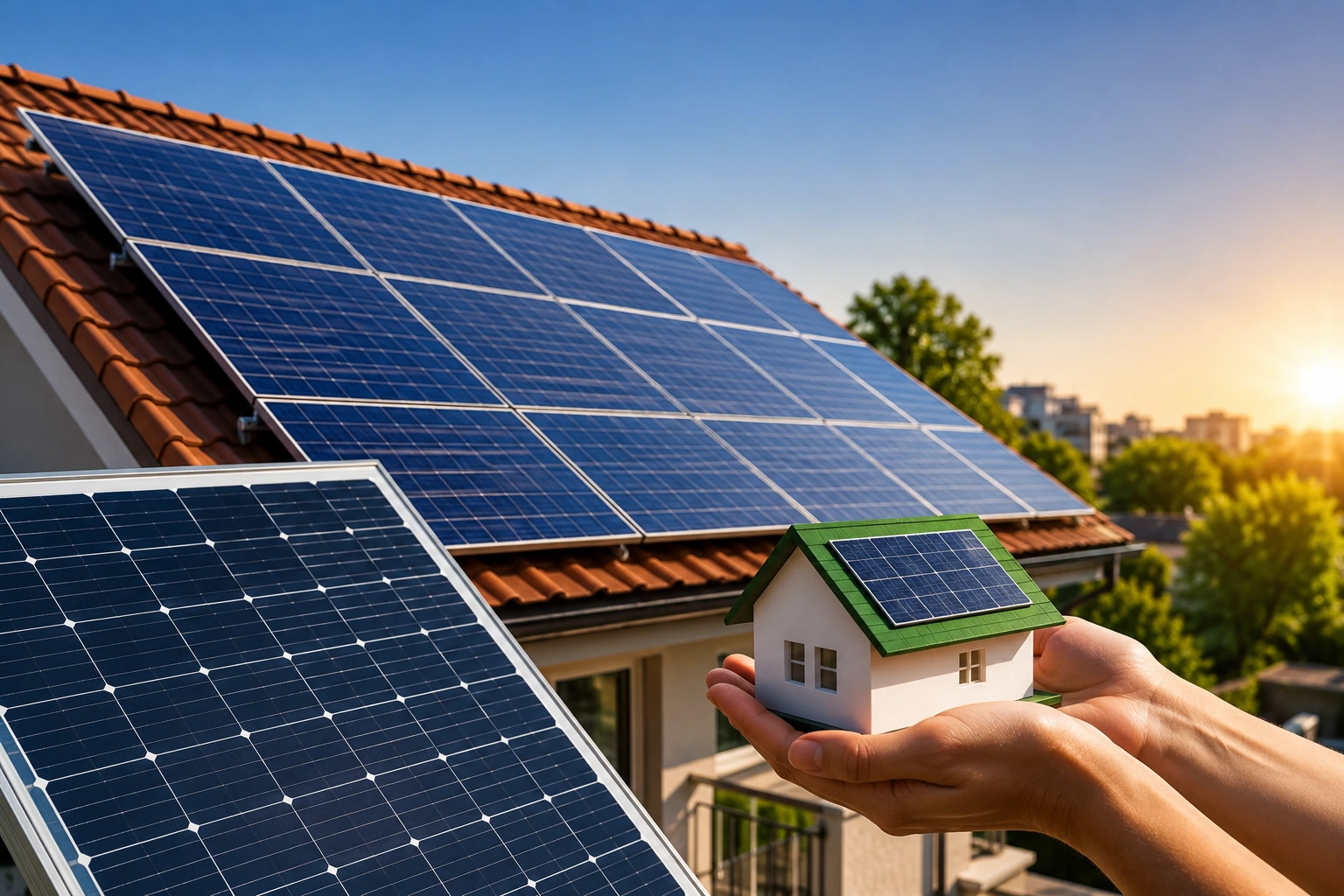 Residential rooftop solar panels installed on a modern home, representing India's PM Surya Ghar rooftop solar scheme and clean energy adoption.