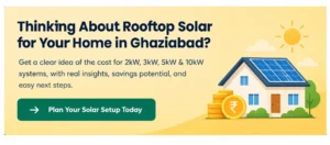 Rooftop solar cost guide for homes in Ghaziabad covering 2kW, 3kW, 5kW and 10kW solar systems